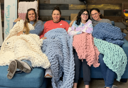 Learn how to make your very own hand-knit blankets!  Our studio instructors will teach your how to make the softest, warmest, most beautiful blankets! 