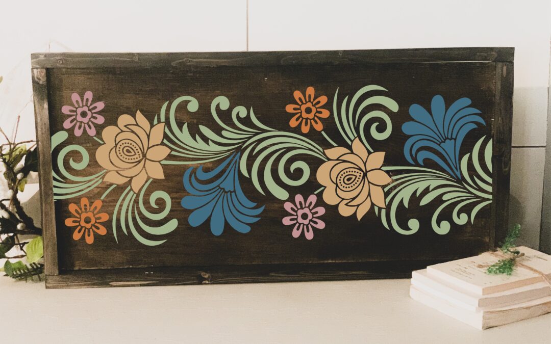 Framed Tray: Floral Vine