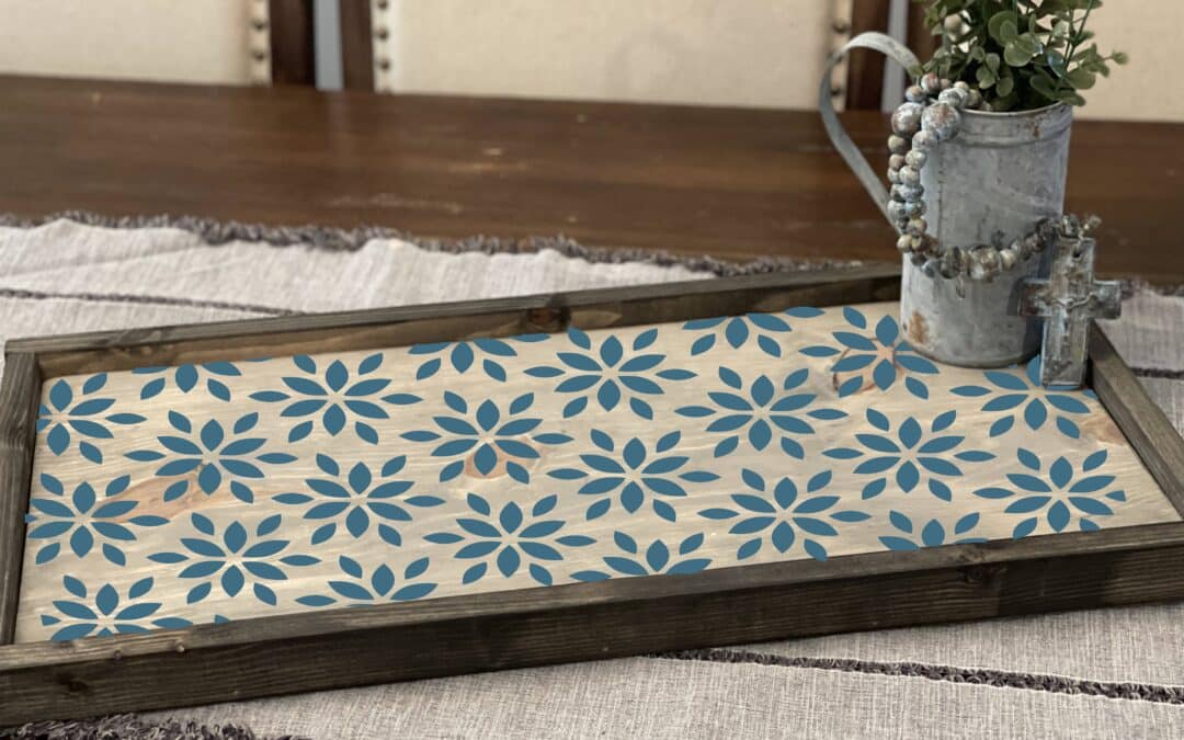 Framed Tray: Flower Pattern