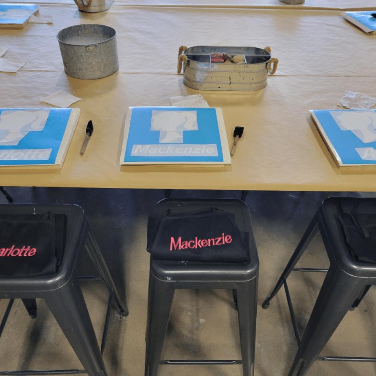 a stack of flyers on a table