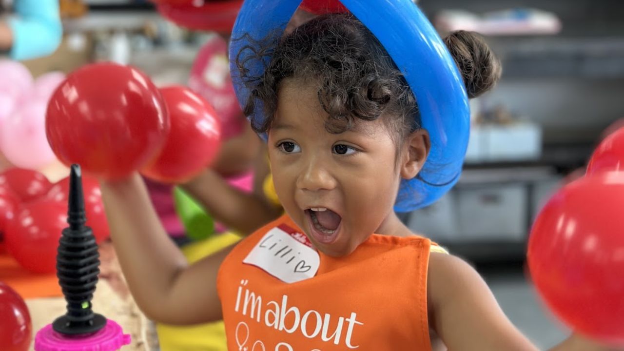 A kid celebrating her second birthday at The Rustic Brush