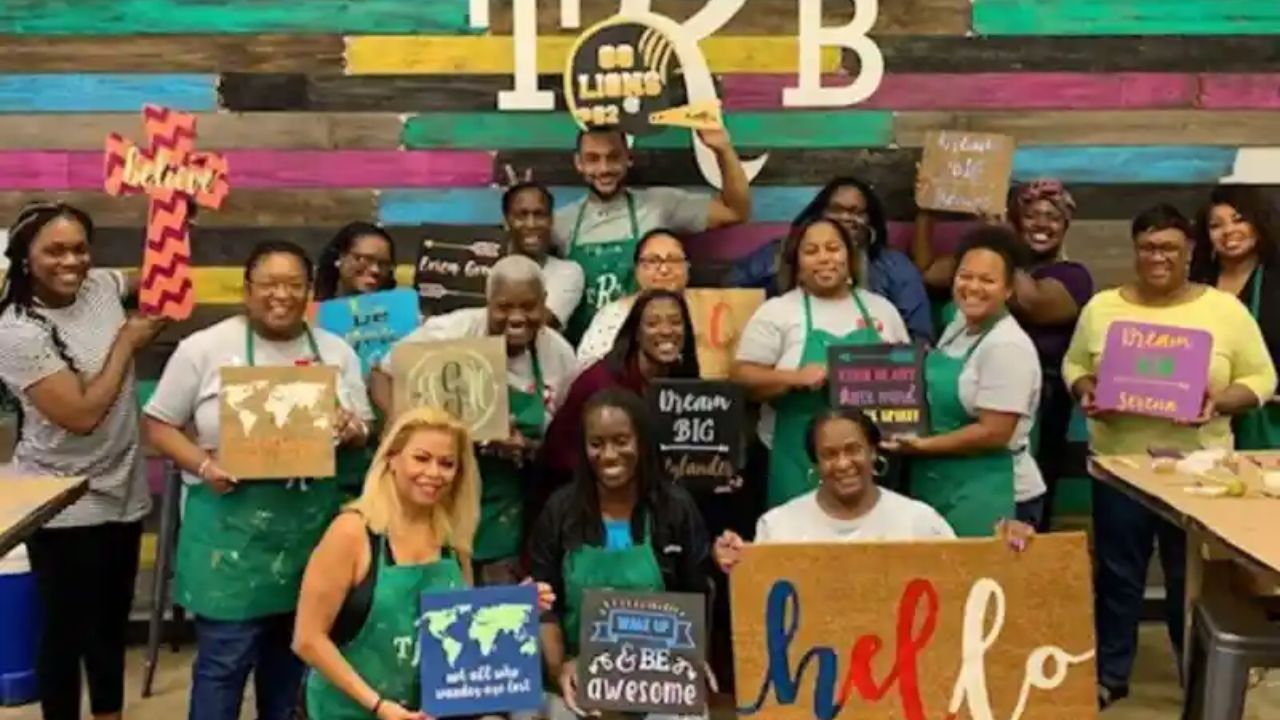 Adults celebrating birthday at The Rustic Brush